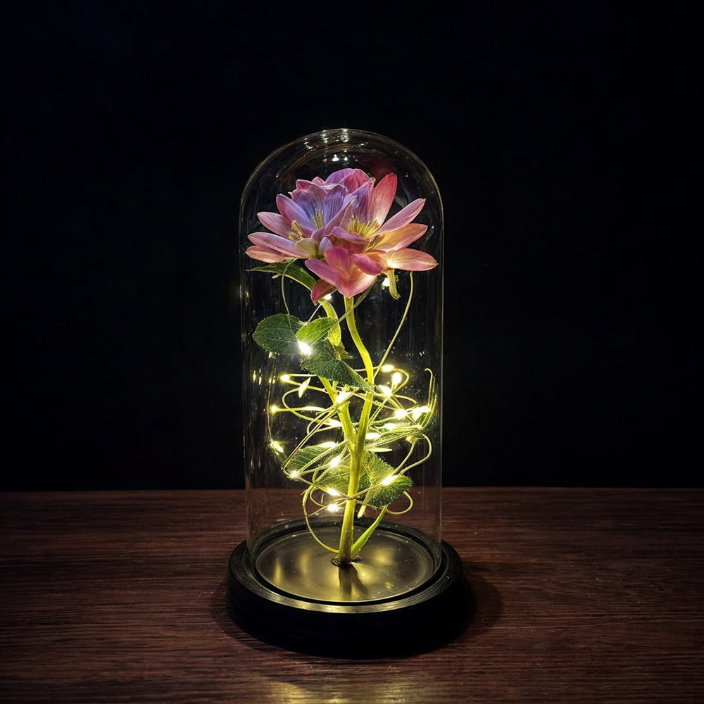 ! EternaGlow Eeuwige Roos met LED onder Stolp – Romantisch Cadeau voor Moederdag & Valentijn